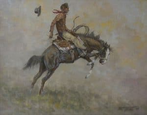 Black Rodeo Rider 1975, Fred Oldfield Artist