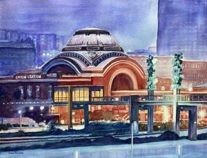 SOLD Anne Doane, Winter Lights in Tacoma, $250